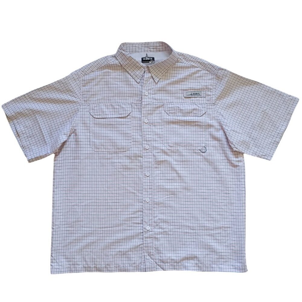 Habit Solar Factor 40+ Fishing Shirt Men’s XL White Short Sleeve Plaid